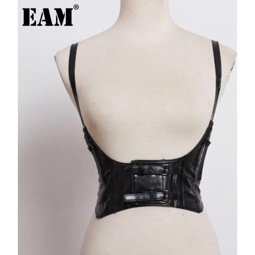 [EAM] Pu Leather Black Multicolor Wide Strap Belt Personality Women New Fashion Tide All-match Spring Autumn 2021 1DD9564