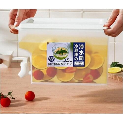 Water Pitcher Jug With Faucet Cold Lemon Juice Jugs Kitchen Drinkware Kettle Pot Cold Ice Bottle Refrigerator Water Container