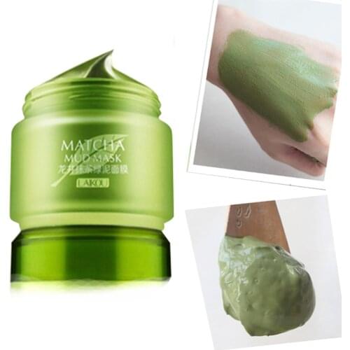 LAIKOU Matcha Mud Facial Mask Cream Deep Cleaning Oil-Control Moisturizing Blackhead Remover Acne Treatment Pore Cleanser Mud