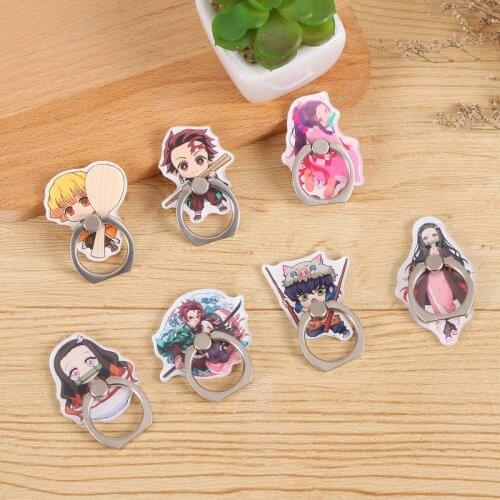 Cartoon Acrylic Anime Demon Slayer Kimetsu no Yaiba Cute Mobile Phone Finger Ring Holder Stand Bracket for iPhone