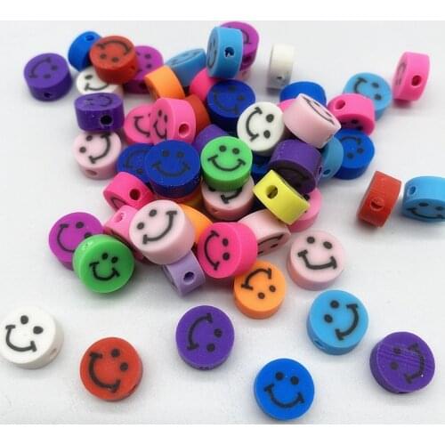 New 30pcs10mm Smiley/Animal/Fruit Beads Polymer Clay Beads Spacer Loose Beads for Jewelry Making DIY Accessories #32