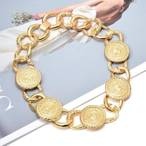 Hot Fashion Brand Punk Round Necklace Women Choker Gold Color Chain Necklace For Women Statement Jewelry Accessories