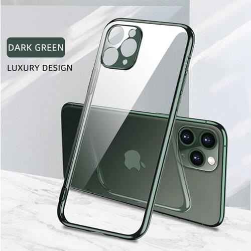 Luxury 2.0mm shockproof soft electroplate clear tpu phone back cover case for iphone 11 pro max