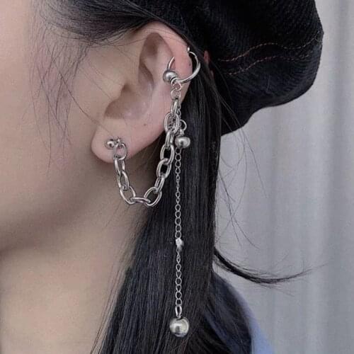 1PC Hip Pop Cool Chain Simple Tassel Unique Ear Bone Clip Punk Dangle Earrings For Women Party Jewelry Gifts 2020 New