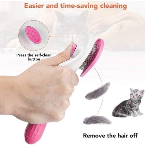 HGHO Cat Brush and Dog Brush Cat Brush for Shedding and Grooming with Long or Short Hair Self Cleaning Slicker Brush