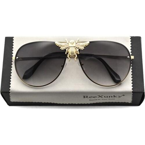 Vintage Brand Designer Aviation Bee Sunglasses Men Fashion Metal Frame Pilot Sun Glasses For Womens Retro Shades Oculos UV400