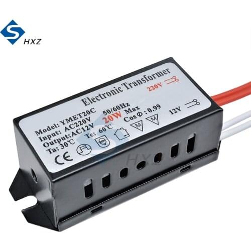 LED Electronic Transformer AC 220V to 12V 20W for Halogen Lamp & Crystal Lamp G4 Light Beads Low Voltage Halogen Lamp
