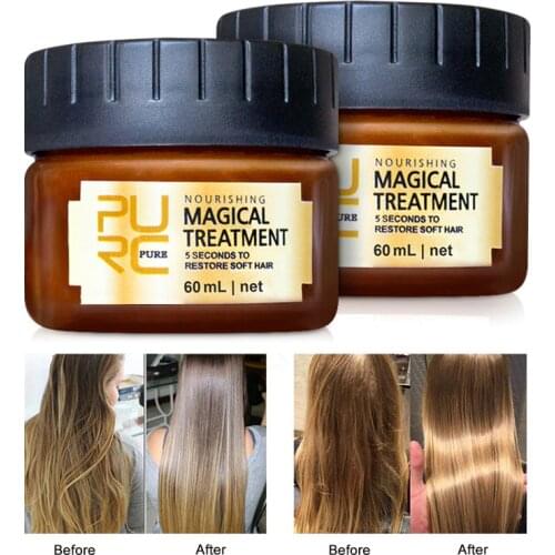 PURC Magical Keratin Hair Treatment Mask 5 Seconds Repairs Damage Deep Hair Root Treatment for Silky Hair Conditioners 2PCS