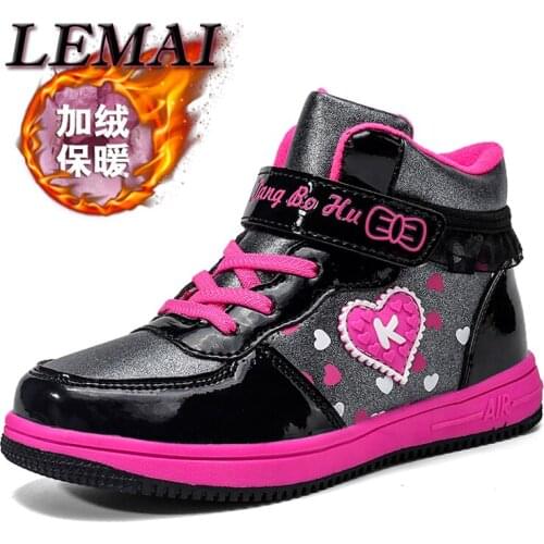 LEMAI Winter Boots Children Kids Baby Girls Winter Warm Soft Cartoon Cat Hook&Loop Short Boots Casual Shoes Kids Boots