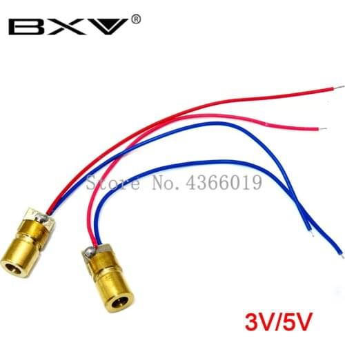 1pcs laser diode 650nm 6mm 5V 5mW Adjustable Laser Dot Diode Module Red Copper Head 3v