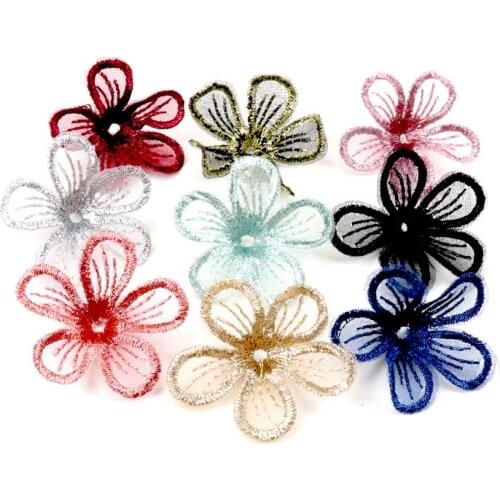 10pcs Beautiful Lace Flower Applique Trim Embroidered Lace Patches For Handmade Garment Accessories Decoration Sewing DIY 40mm