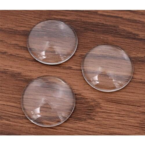 10pcs/lot 25mm Round Flat Back Tranparent Clear Glass Cabochon Crystal Domed Magnifying for Diy Charm Pendant Jewelry Making