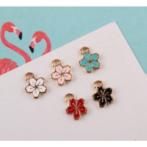 10pcs/lot Five Petals Flower Charms Earring Fit DIY Drop Oil Alloy Pendant Flowers Enamel Charm Bracelet Jewelry Accessory YZ124