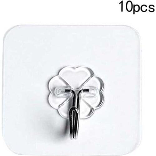 10PCS Wall Hooks Strong Transparent Suction Cup Sucker Hanger Kitchen Bathroom Multi Use Adhesive Hook Door Traceless Organizer