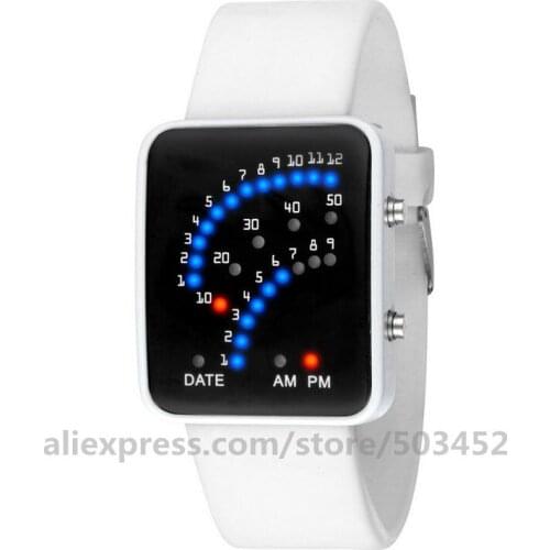 100pcs/lot Hot LED Watch Men Silicone Belt Reloj Square Montre Homme Wrist Electronic Big Screen Luxurious Relogio Masculino