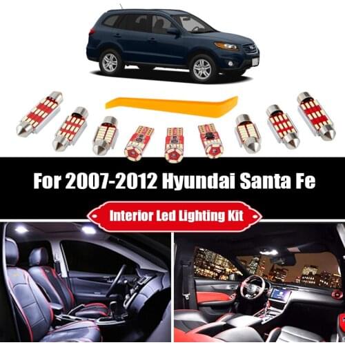 13 Bulbs For Hyundai Santa Fe 2007-2010 2011 2012 White LED Car Map Dome Ceiling Light Interior Kit Cargo Courtesy License Lamp