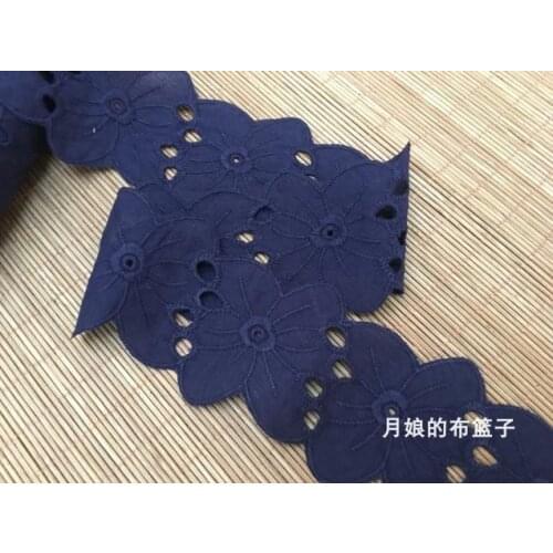 2 Meters/lot Navy Blue Cotton Lace Cloth Embroidery Lace Trims Fabric DIY Skirt Clothing Accessories