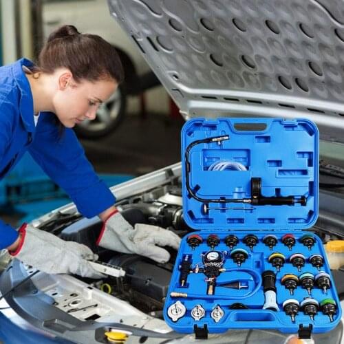 28 Pcs Universal Radiator Pressure Tester, Vacuum Type Cooling System Tool Kit w/Carrying Case,Pressure Tester Kit,Cooling Syste