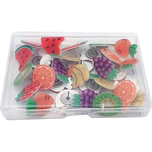 30Pcs Patch Thumbtack Mini Fruit Resin Pushpin Office Pushpin Color Pushpin Map Photo Pushpin Board