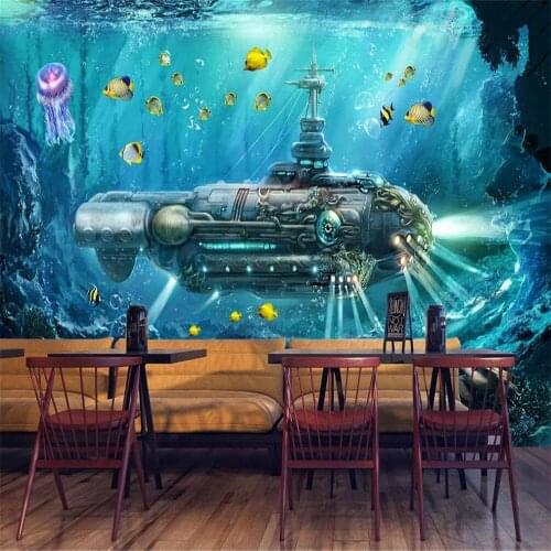 Milofi professional custom 3D wallpaper mural submarine underwater world living room background wall decoration painting wallpap