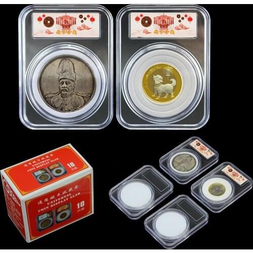 40Pcs Universal Coin Holder Storage Box Case Display Slabs for Collectable Coins Medals Collection Supplies