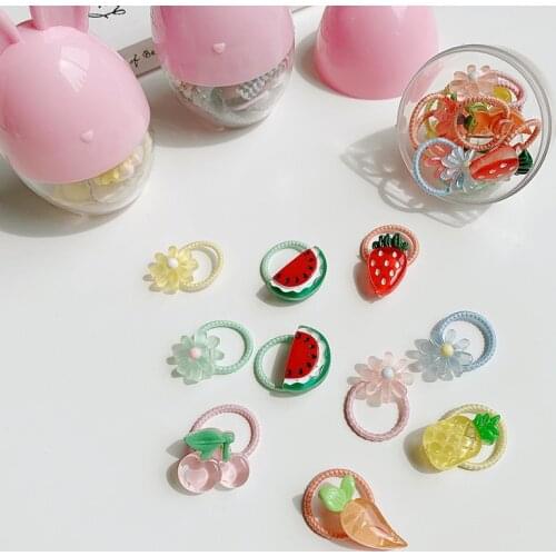 6/10/20 Pcs/Set Children Cute Cartoon Flower Fruit Hair Bands Baby Girls Sweet Scrunchies Rubber Bands Kids Hair Accessories