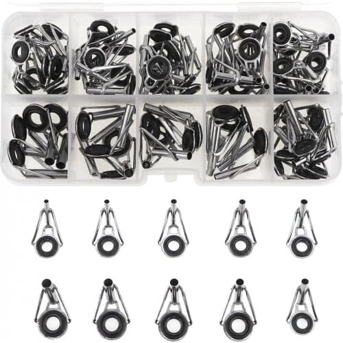 80pcs/lot Fishing Rod Guide Guides Tip Set Repair Kit DIY Eye Rings Different Size Fishing Rod Guides
