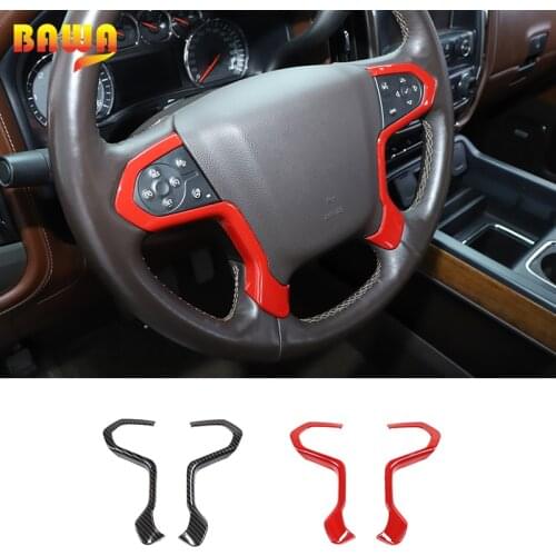 BAWA Interior Accessories for Chevrolet Silverado Car Steering Wheel Decoration Cover Stickers for Chevrolet Silverado 2014-2018