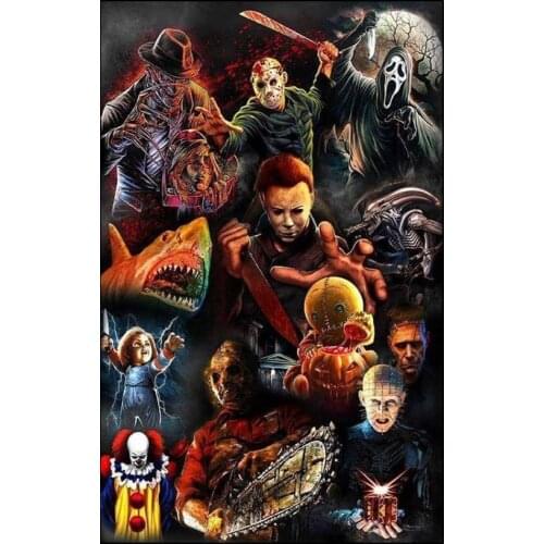 Saw Diamond Painting Horror Arts and Crafts for Adults Terror Movie Film Jewel Cross Stitch Mosaic Painting Diy Art Poster