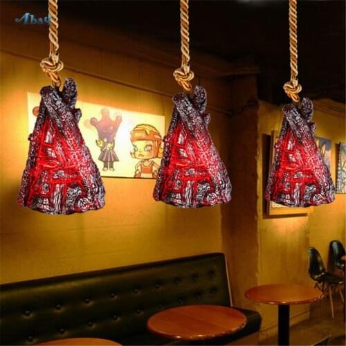 American country Simulated charcoal resin pendant lights for bar coffee restaurant retro hanging lamp dining room light fixtures