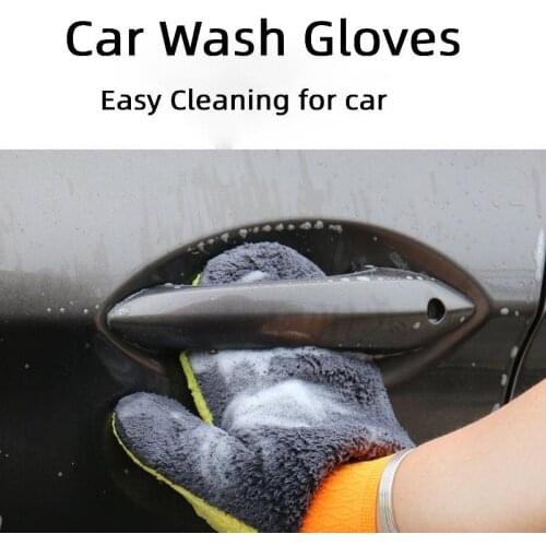 Car Accessories Cleaning Car Wash Gloves Coral Fleece Strong Water Absorption Car Wiping Bear Gloves Auto Accessories Cycling