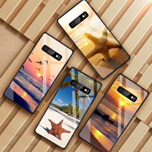 Beach Relax Starfish Ocean Sky Sun Tempered Glass Phone Case For Samsung Galaxy A6 A6S A8 A8S J6 J8 2018 S8 S9 S10 PLUS NOTE 8 9