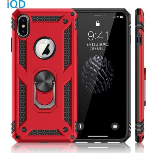 IQD Ring Stand Cover for iphone X XS MAX XR Case Rotating Metal Hidden Car Adsorption for Apple iphone 8 7 6 6s Plus Phone Cases