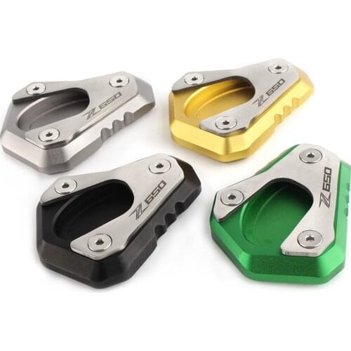 CNC Motorcycle Side Kickstand Enlarger Stand Extension Enlarger Plate Pad For Kawasaki Z650 Z 650 2017 2018 /17 18 Aluminum