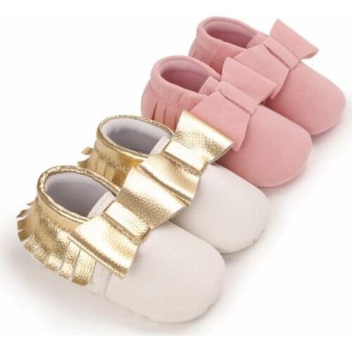 Newborn Baby Girl PU Suede Leather Shoes Soft Soled Non-slip Crib First Walker Fringe Shoes