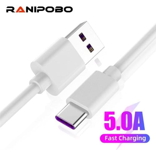 Ranipobo 5A USB Type C Cable Super Fast Charging For Huawei Mate30 P30 Lite Xiaomi Mi 9 USB C Cable For Samsung S8 S9 S10 Xiaomi