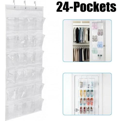 24 Pocket Shoe Door Hanging Organizer Rack Space Wall Bag Storage Closet Holder Wardrobe Shoes Socks Sundries Hanging Organizers