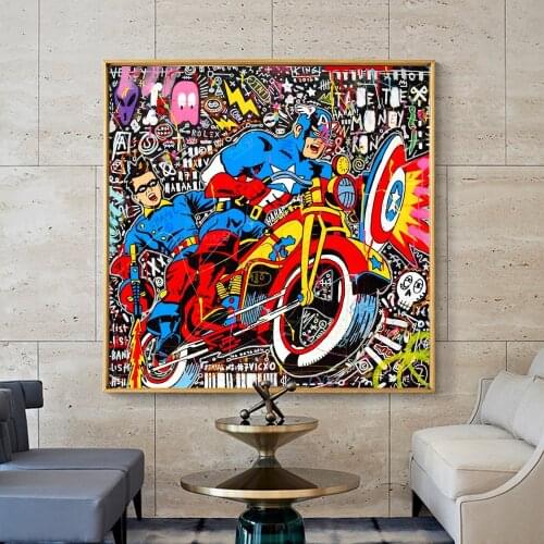 Disney Style Canvas Painting Captain America Graffiti Pop Art Marvel Poster Prints Wall Picture For Living Room Home Decor