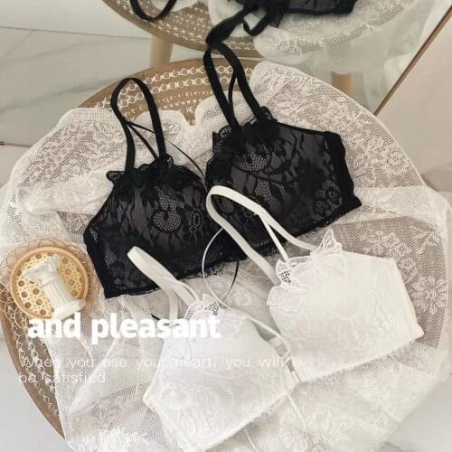 Korean Style Bra Briefs Set Womens Cotton Underwear Sexy Lace Bra Fashion Push Up Brassiere Female Flower Comfort Lingerie Set