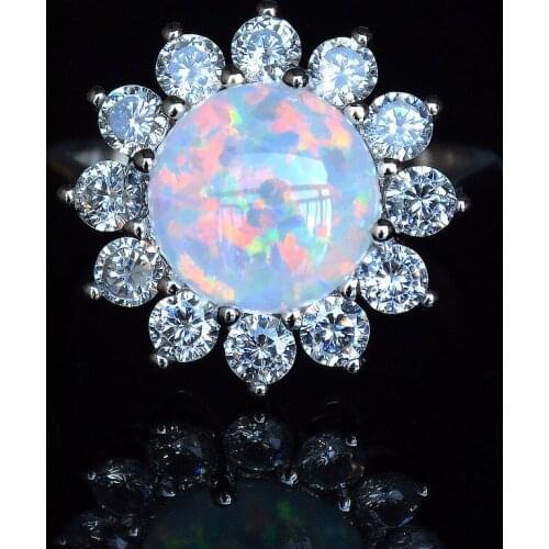 Beautiful white fire opal wedding ring for lady USA SIZE 7 8 10