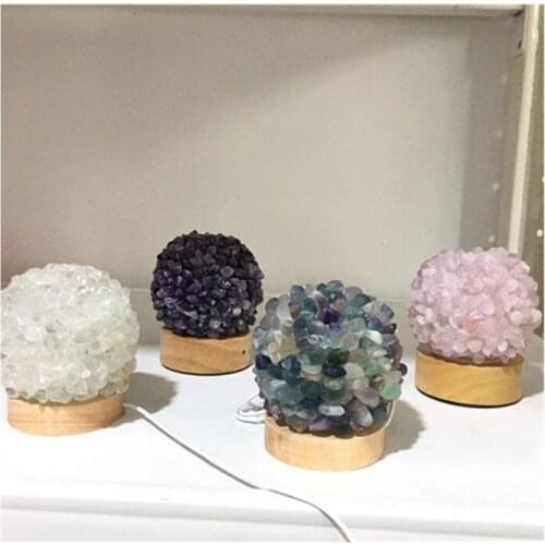 Natural Crystal Chips Lamp Hand Made Healing Stones For Home Decoration