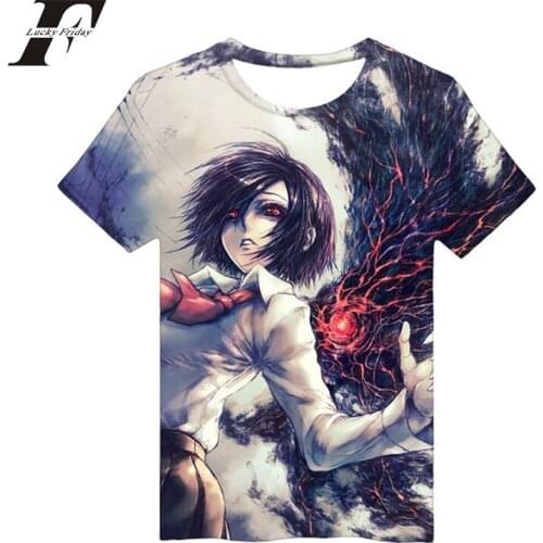 LUCKYFRIDAYF 2018 Summer Harajuku cotton funny T shirts Anime Tokyo Ghoul 3D Print Women Men Short Sleeve T-shirt plus size
