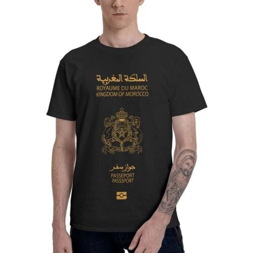 Moroccan Passport T Shirts Men Short Sleeve 100% Cotton T-shirts Kingdom Of Morocco Tee Tops Harajuku Tshirt Gift