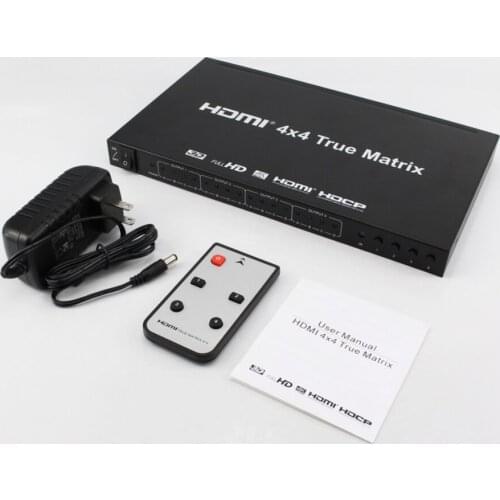 Ultra HD 4K HDMI 4X4 Matrix Switcher 4 Ports Inputs and 4 Port Outputs IR Remote Control Supports 4Kx2K@30HZ