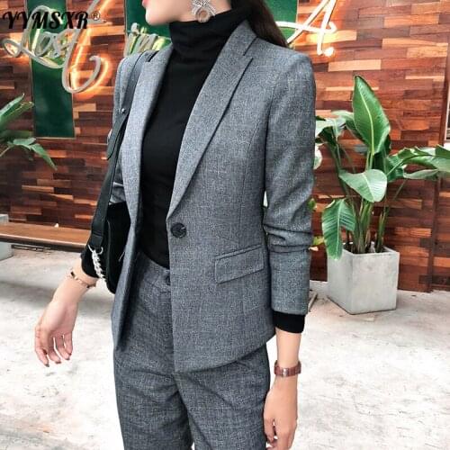 New spring and autumn womens professional wear suit pants 2-piece work clothes temperament slim jacket Female Casual trousers