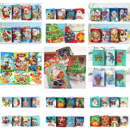 New Coming Christmas 5D Diamond Painting Greeting Card DIY Diamond Mosaic Santa Calus Birthday Pattern Rhinestone Gfit Crafts
