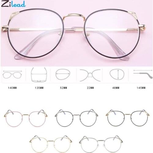 Zilead Cute Cateye Myopia Glasses Fashion Women Girl Round Metal Shortsighted Reading Spectacles Eyewear Diopters -1.0-1.5-2.0