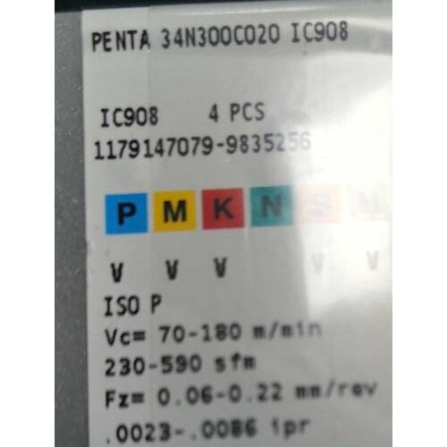 ORIGINAL 4PCS CARBIDE INSERT PENTA 34N300C020 IC908