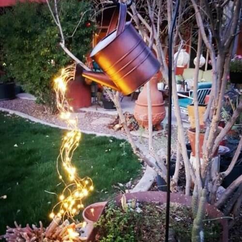 Outdoor Garden LED Landscape Lights Stars Shower Art Fairy String Light Watering Can Shape Courtyard Lawn Lamp DIY Home Decor
