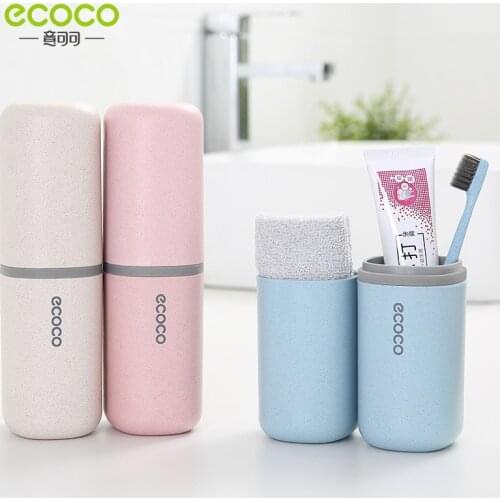 Ecoco Portable Travel Toothbrush Cup, Environmental Wash Cup Set, Mouth Cup, Wheat Straw Material Toothbrush Holder